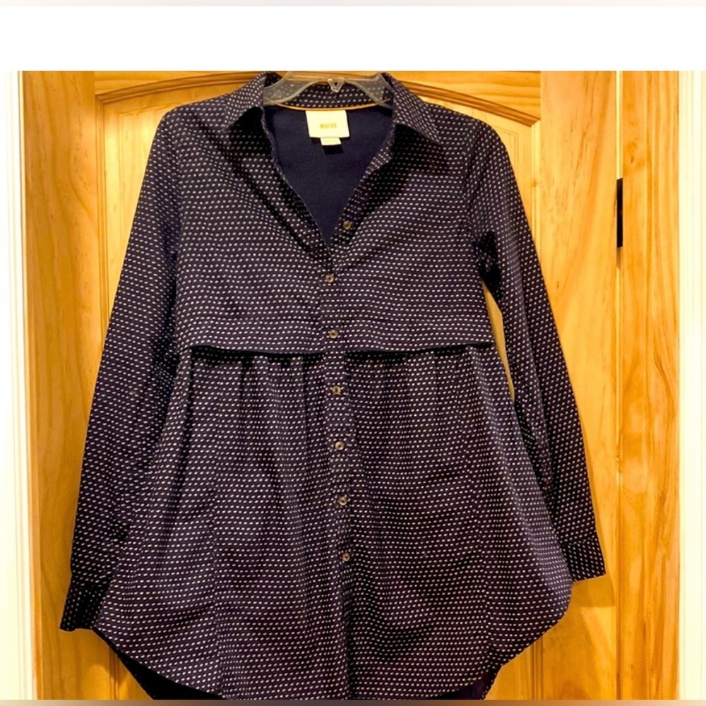 Anthropologie Maeve Empire Waist Top button up blouse long sleeve business